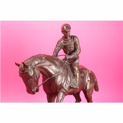 Bronze Statue Horse and Jockey Racetrack Triple Crown Farm