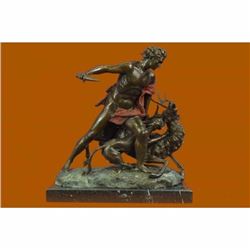 Signed Original Italian Artist Aldo Vitaleh Hercules Killing Stag Bronze Statue