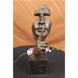 Signed Salvador Dali Abstract Man Hush Up Bronze Sculpture Modern Art Figurine