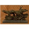 Image 1 : Extra Large Two Running Black Bears Bear Bronze Sculpture Marble Base Statue Art