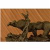 Image 5 : Extra Large Two Running Black Bears Bear Bronze Sculpture Marble Base Statue Art