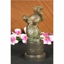 Sign Paurtrot squirrel Bronze Marble Sculpture Vintage Statue Figurine Art