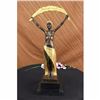 Image 1 : Signed~Chiparus~ Gold Patina Gilt Shawl Dancer Bronze Sculpture Marble