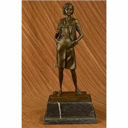 Signed German Preiss School Teacher Bronze Sculpture Art Deco Figurine Decor