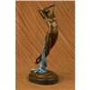 Image 3 : Signed Original Blue Patina Nude Female Leaping in Air Bronze Sculpture Statue