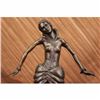 Image 2 : SEXY SEDUCTIVE NUDE GIRL BRONZE SCULPTURE SIGNED EROTIC ART DECO MARBLE FIGURE