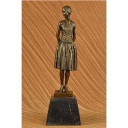 Signed Original Mom Housewife Bronze Sculpture Marble Base Statue Home Decor Art