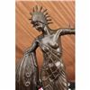 Image 2 : Signed Lucien Alliot Art Deco Peacock Dancer Bronze sculpture Green Marble