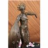 Image 5 : Signed Lucien Alliot Art Deco Peacock Dancer Bronze sculpture Green Marble