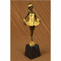 Bruno Zach Tutu Ballerina Dancer Gilt Bronze Sculpture Marble Base Statue Decor