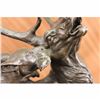 Image 2 : Large 40 Lbs Carl Kauba Lion Attacking Moose Bronze Marble Sculpture Statue