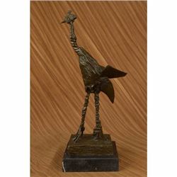 Large Bronze Sculpture Ostrich Wild Life Marble Base Figurine Figure Home Decor