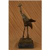 Image 1 : Large Bronze Sculpture Ostrich Wild Life Marble Base Figurine Figure Home Decor