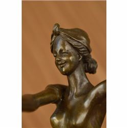 Signed French Jean Patoue Art Deco Original Nude Dancer Bronze Sculpture Statue