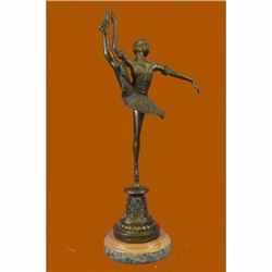 Art Nouveau Brown Patina Gory Little Ballerina Bronze Sculpture Dance Trophy Lrg