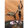 Image 2 : Signed Ernst Seger Nude Mermaid with Dolphin Swimming Bronze Sculpture