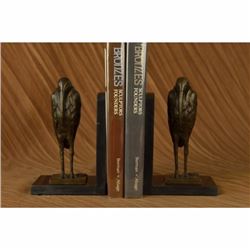 Salvador Dali Pair Pelican Bookends Book Ends Bronze Bird Lover Sculpture Statue
