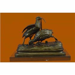 Large Hot Cast Two Love Birds Bronze Sculpture Marble Base Statue Figurine Gift