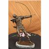 Image 1 : Signed Original European Ancient Warrior with Bow and Arrow Bronze Sculpture