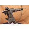 Image 3 : Signed Original European Ancient Warrior with Bow and Arrow Bronze Sculpture