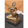 Image 1 : Signed Erotic Woman with Bra and Garter belt Bronze Sculpture Exotic Figurine