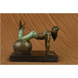 Signed Original Vitaleh Exotic Stripper Nude Bronze Art Deco Sculpture Statue NR