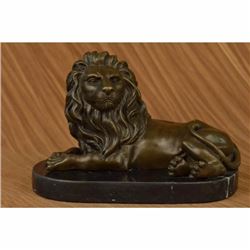 Signed Milo African Lion King of Jungle Bronze Sculpture Hot Cast Figurine Decor