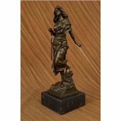 Signed Jean Patoue French Artist Captive Sexy Woman Bronze Sculpture Statue