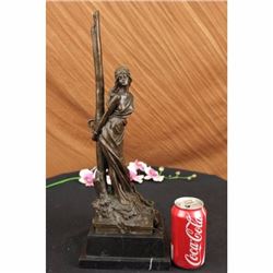 Signed~Thomas~Princess is Being Held Captive Bronze Sculpture Marble Statue