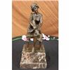 Image 1 : Signed Godard Decorative Art Deco Maiden on a chair Bronze Marble Sculpture