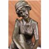Image 2 : Signed Godard Decorative Art Deco Maiden on a chair Bronze Marble Sculpture