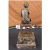 Image 4 : Signed Godard Decorative Art Deco Maiden on a chair Bronze Marble Sculpture