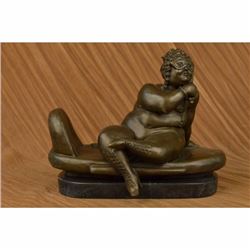 Signed Bronze marble Nude Statue Art Fernando Botero Female Sculpture Figurine