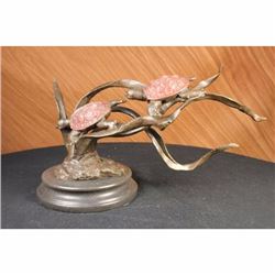 Signed Ferdinand Pautrot Sea Turtles Bronze Marble Base Sculpture Hot Cast Decor