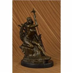 Large Aldo Vitaleh Bronze Sculpture Female Amazon Warrior Marble Base Figurine
