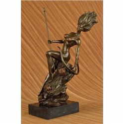 17 NUDE NAKED BUST AMAZON FEMALE WARRIOR w/BOW SCULPTURE STATUE FIGURE CARVING