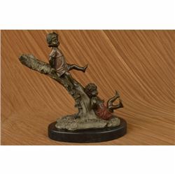 Original Art Taylor Home Decor Children on Tree Bronze Sculpture Statue Figurine