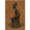 Image 3 : Signed Original Art Taylor Girl on A Tree Stump Bronze Sculpture Figurine