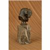 Image 3 : Saint Bernard Head Bust Bronze Sculpture Bookend Book End Marble Base Statue Art