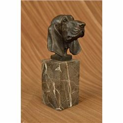 Hush Puppy Basset Hound Scent Dog Breeder Bronze Marble Statue Sculpture Decor