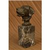 Image 1 : Signed Original Happy Labrador Puppy Dog Bust Marble Base Sculpture Statue Decor