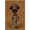 Image 3 : Signed Original Happy Labrador Puppy Dog Bust Marble Base Sculpture Statue Decor