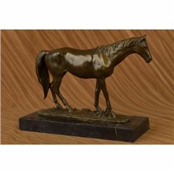 Large Signed Barye Arabian Racing Horse Mere Stallion Race OTB Bronze Sculpture