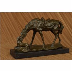 SIGNED JULES MENE HORSE  DOG BRONZE SCULPTURE ART DECO MARBLE BASE FIGURINE LRG