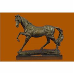 Signed Original Large Arabian Horse Bronze Sculpture Modern Art Marble Figurine
