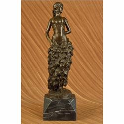 Art Deco Delor Nude Woman Bronze Sculpture Statue Marble Base Figurine SALE LRGE