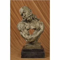 Signed Original Special Patina Man in Bondage Bronze Sculpture Marble Statue Art