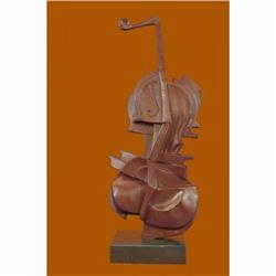 Bronze Vintage Real Metal Sculpture Figure Playing Cello Abstract Modern by DALI