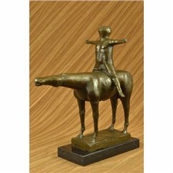 Handmade Vintage Bronze Sculpture Fat Gentlemen Chubby Horse Figure Signed Art