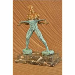 Abstract Bronze Muscle Man Flexing Sculpture Nude Male Fitness Model Muscular
